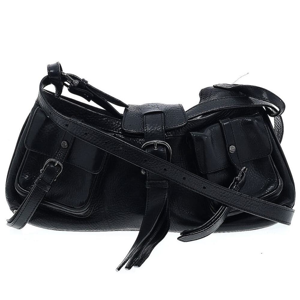 Burberry Prorsum Runway Cinda Black Full Leather Moto Pocket Purse Crossbody Bag - Picture 2 of 16
